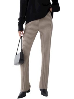 NWT OAK + FORT Pleated Knit Pants in Taupe Size XS